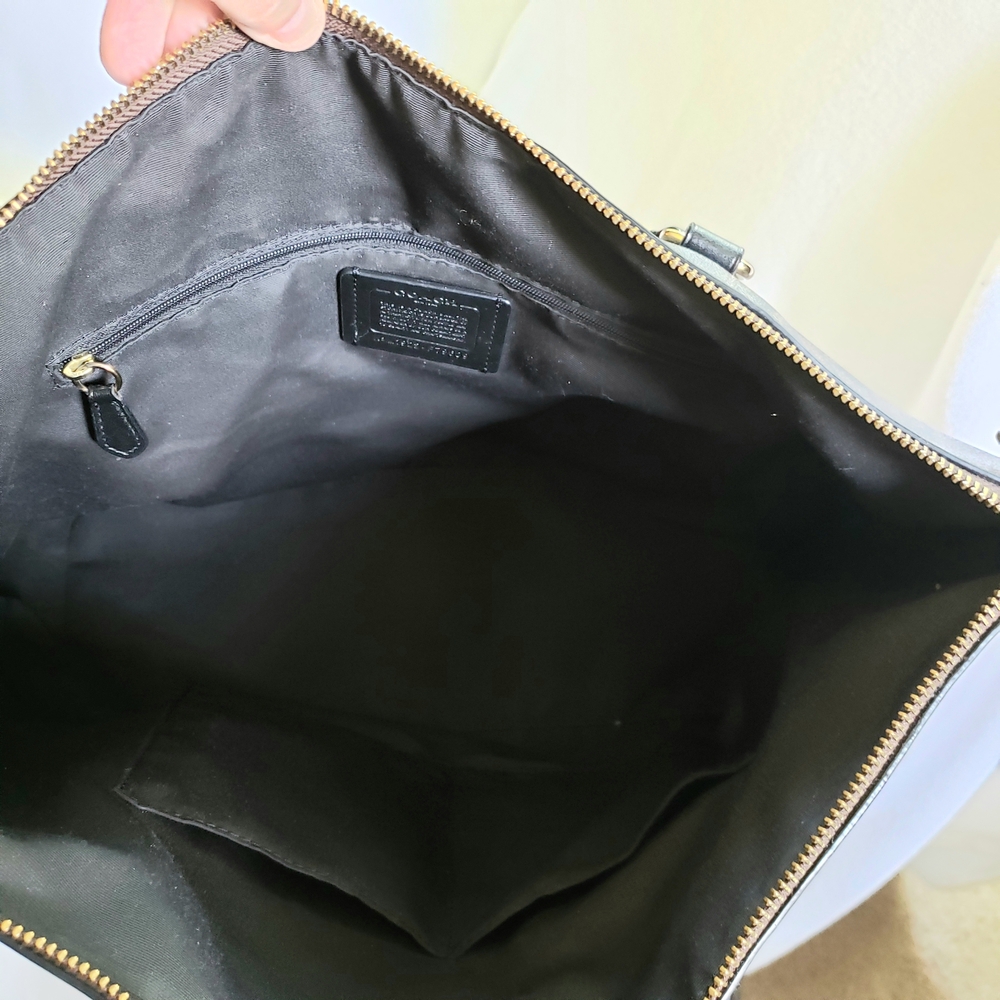 Coach Black Monogram Tote Bag with Gold Accents - Picture 3 of 5